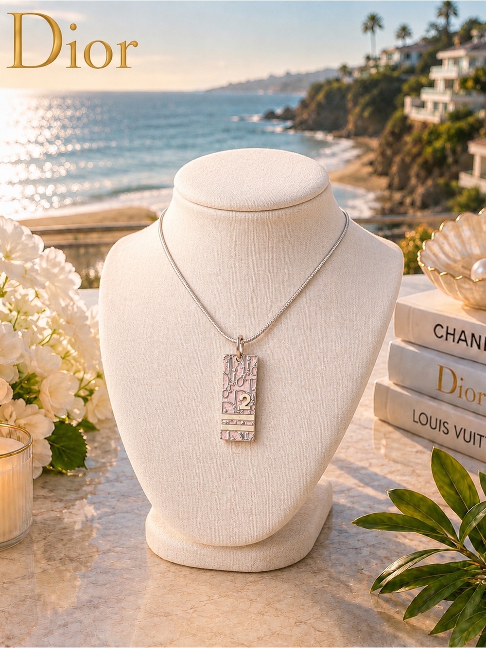 Christian Dior Trotter Pink pendant necklace. 